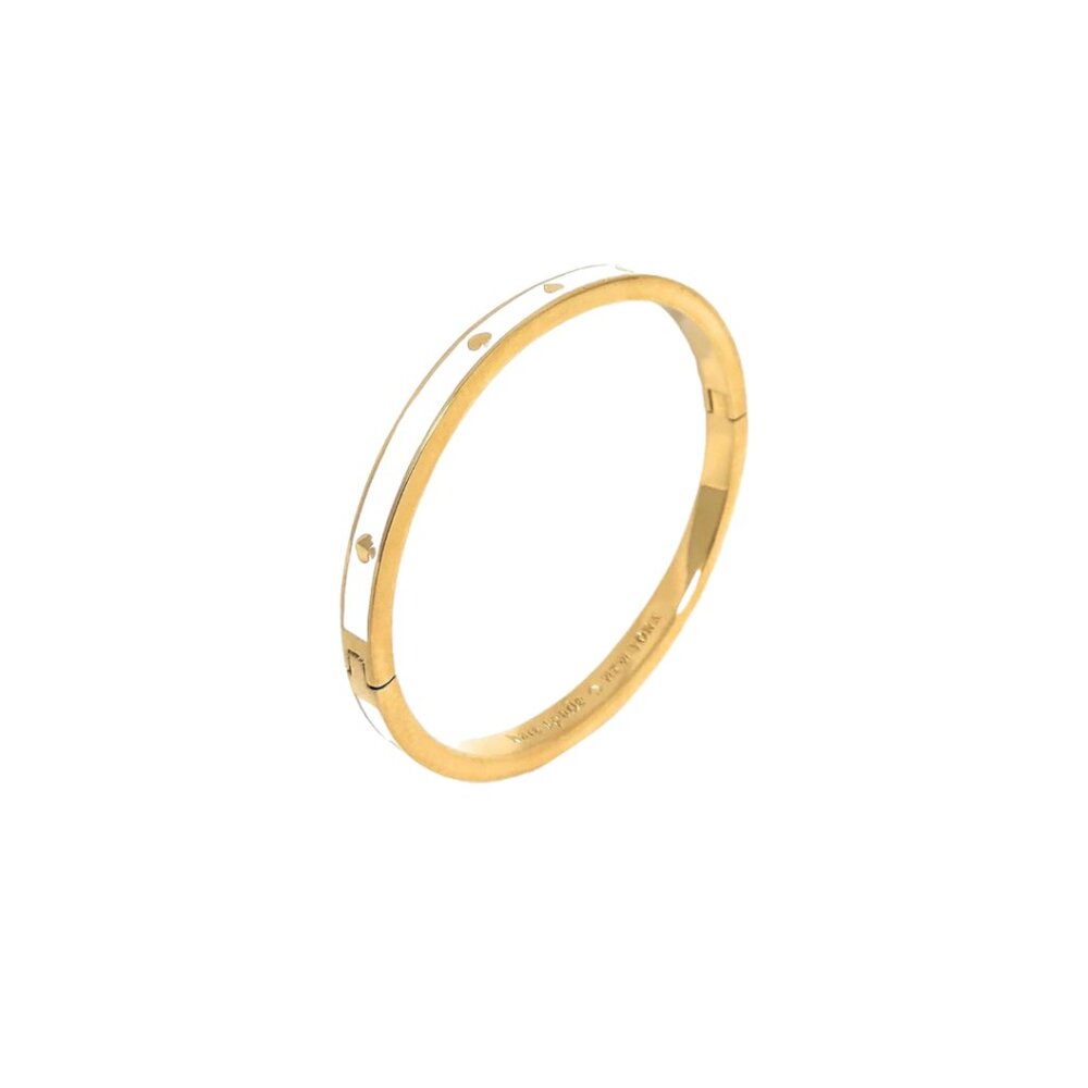 Kate Spade Spade Enamel Hinged Bangle  THE SPADE (White)